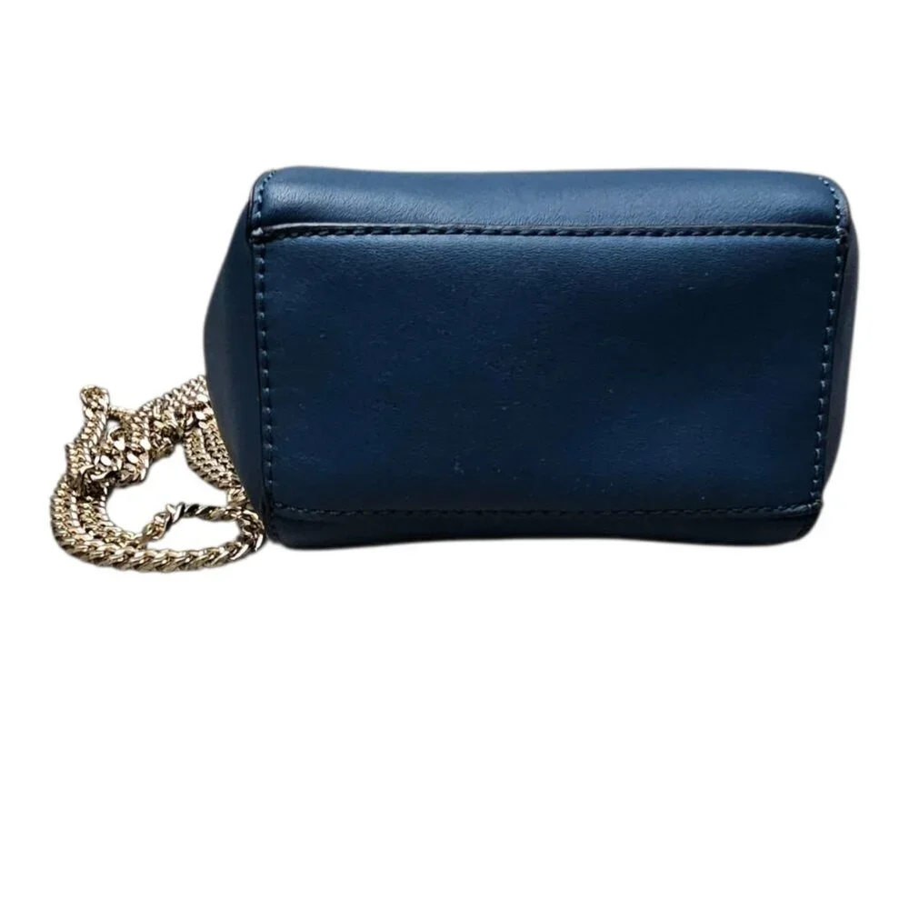 Co Lab Christopher Kon Bucket Bangle Vegan Teal Gold Heavy Chain Crossbody Bag